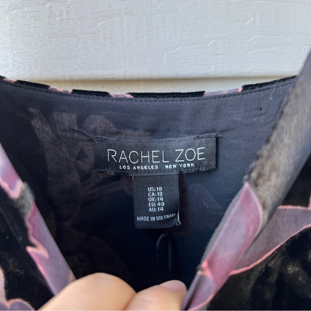 Rachel Zoe Velvet Burnout Floral Maxi Dress Side Slit Adjustable Straps Size 10 - Picture 6 of 12